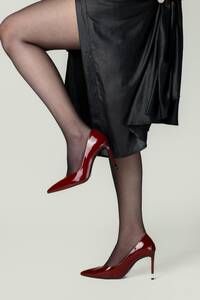 Bordo Parlak Rugan Stiletto