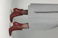 Bordo fermuar detaylı topuklu bot